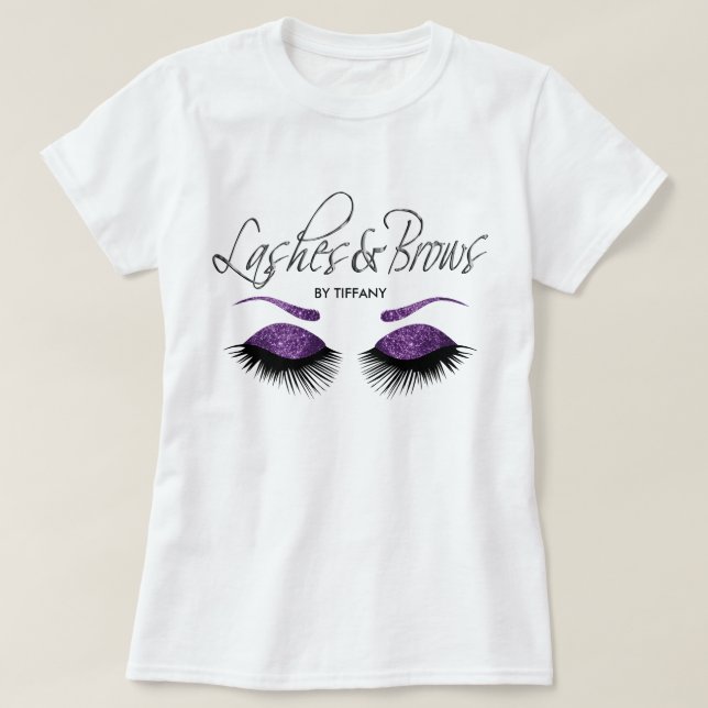 Camiseta Lashes e Brows - Roxo (Frente do Design)