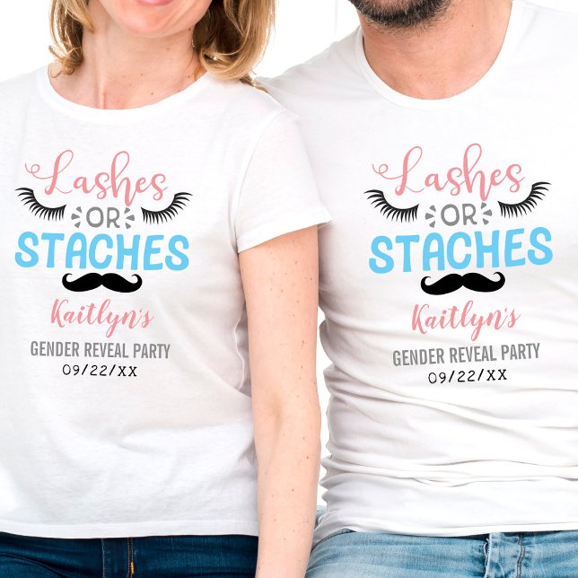 Camiseta "Lashes Or Staches" Partido Moderno da Revelação d (Criador carregado)