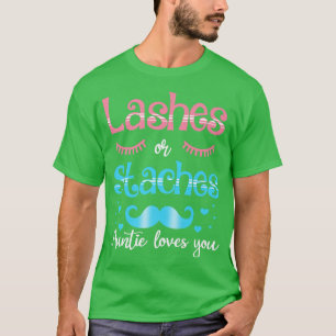 Camiseta Lashes Ou Staches Tia Ama Sua Revelação De Gênero