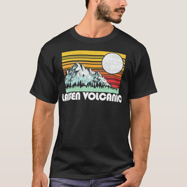Camiseta Lassen Volcanen National Park Mountain Sun Retro (Frente)