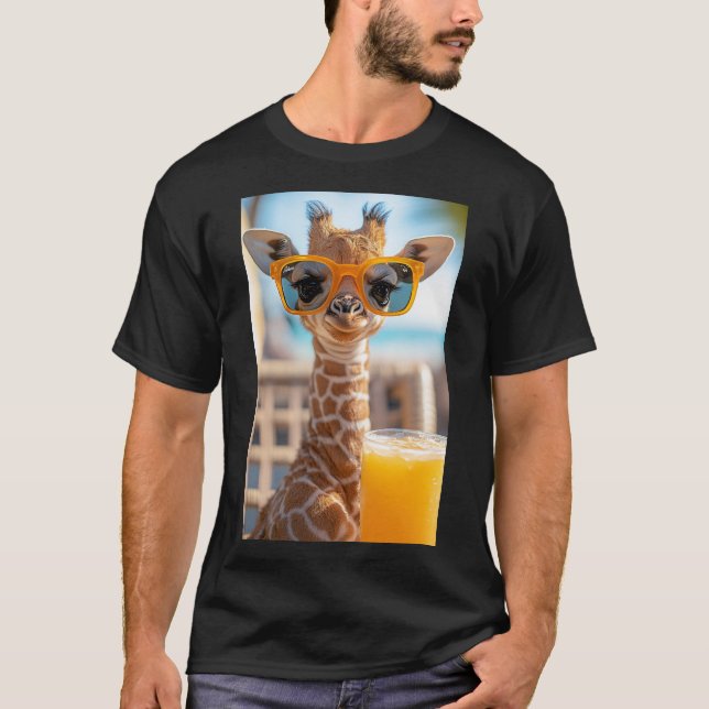 Camiseta Lässige Giraffe mit Sonnenbrille (Frente)