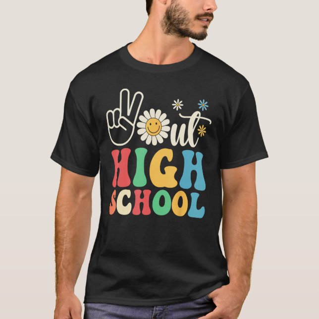 Camiseta Last Day of School Peace Out HighSchool Groovy Tea (Frente)