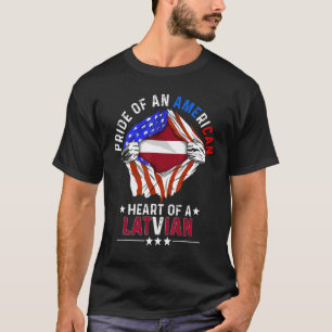 Camiseta Lat - País Exterior do Orgulho Americano Letão