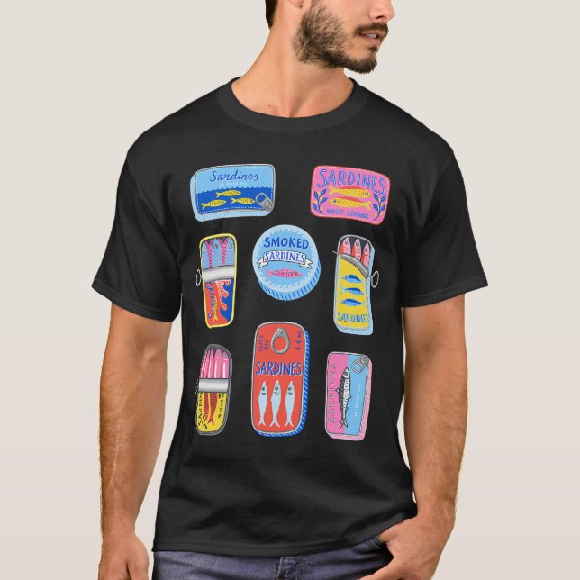 Camiseta Latas de Sardinha Retro Fofas (Frente)