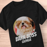 Camiseta Latido Chefe Pet Dog Foto Moderna Legal Simples<br><div class="desc">Design é simples com um fundo de cores simples e sans serif typografia para um olhar de super-herói.</div>