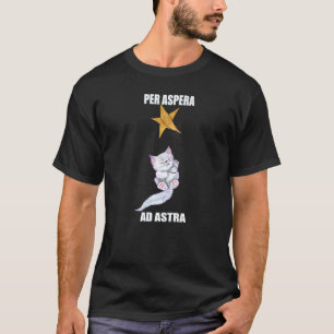 Camiseta Latim Per Apera Ad Astra Com Um Gato Fofo