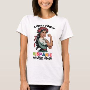 Camiseta Latina Potência Hispânica Patrimônio Mês das Mulhe