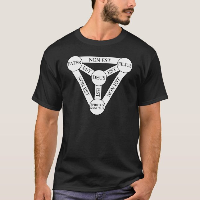 Camiseta Latino do diagrama da trindade (Frente)