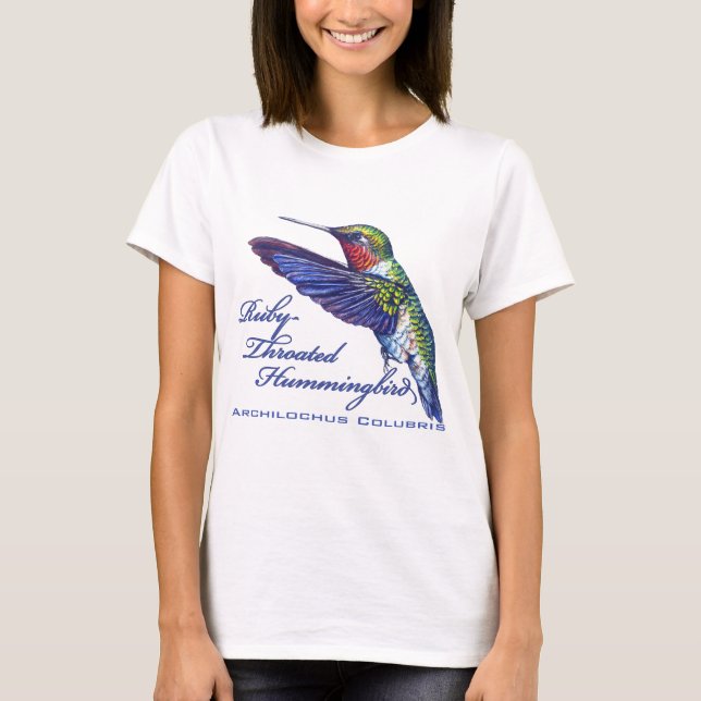 Camiseta Latino Throated do colibri do rubi (Frente)