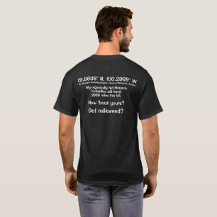Camiseta Latitude e Longitude personalizáveis da borboleta-