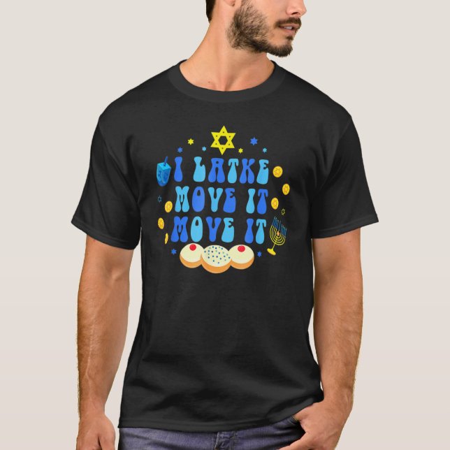 Camiseta Latke Hanukkah Holiday Retro Dreidel Menorah Jewis (Frente)