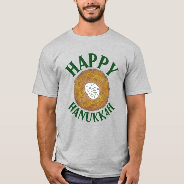 Camiseta Latkes Feliz Hanukkah Chanukah Feriados Judeus (Frente)