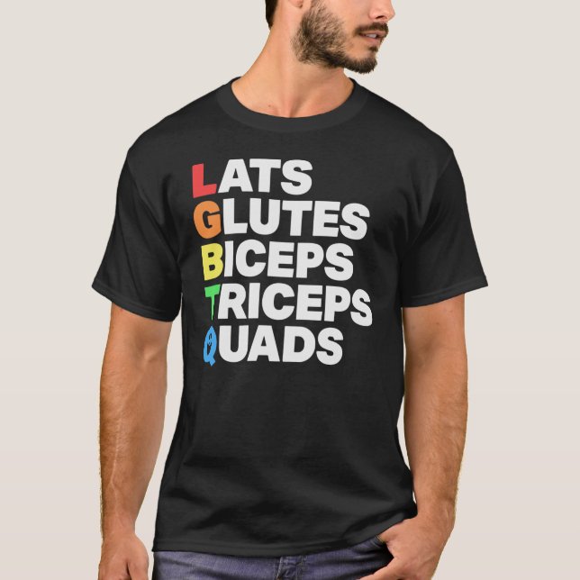 Camiseta Lats Glutes Bicepsriceps Quads Lgbtq friends (Frente)