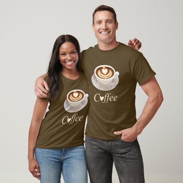 Camiseta Latte com um Coração para Amantes de Café (Unissex)