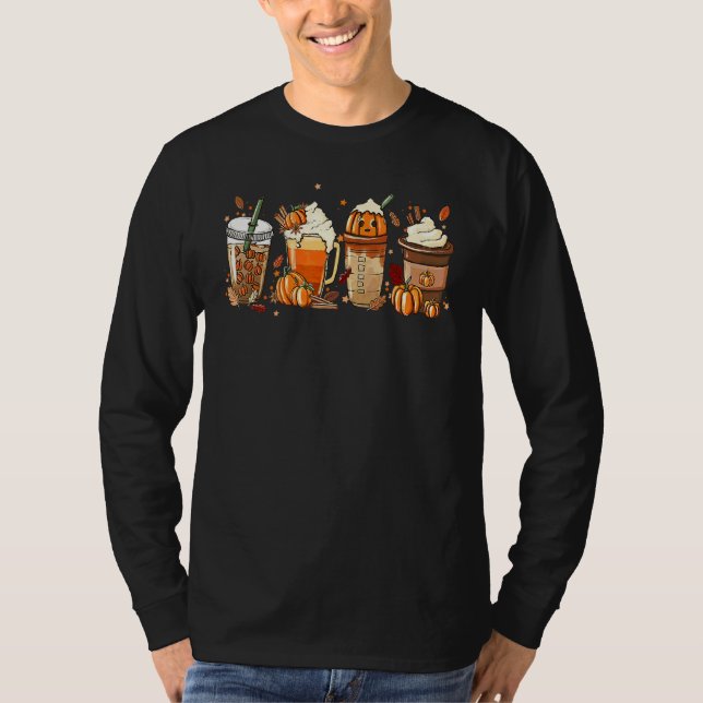 Camiseta Latte de Tempero de Abóbora Café de Outono Tempero (Frente)