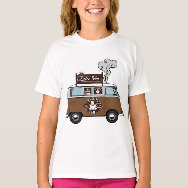 Camiseta Latte Van Coffee - Camisa Gráfica Bonita (Frente)