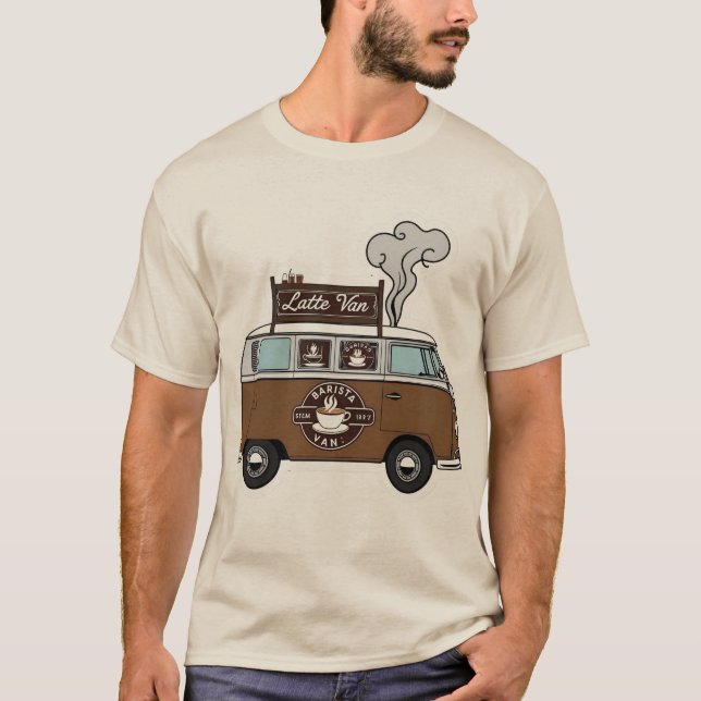 Camiseta Latte Van Coffee - Camisa Gráfica Bonita (Frente)
