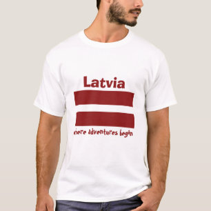 Camiseta Latvia Bandeira+Mapa+Texto