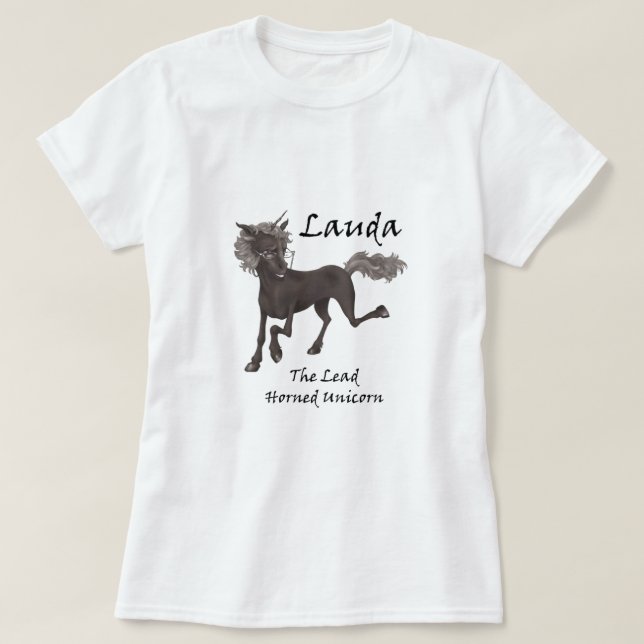 Camiseta Lauda, A Camiseta-Tee-Shirt Do Unicórnio Chifre (Frente do Design)