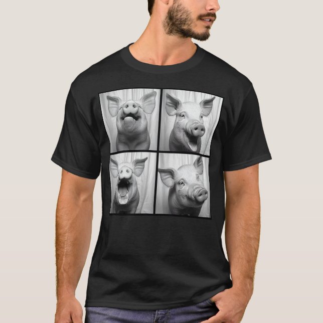 Camiseta Laughing Pig Lover Retro Portrait Hog Farmer Funny (Frente)