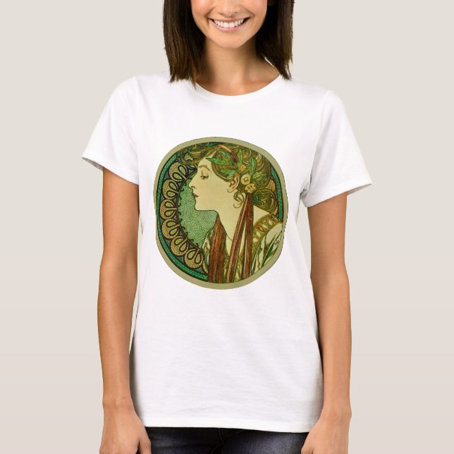Camiseta Laurel, Alphonse Mucha Vintage Art Nouveau (Frente)