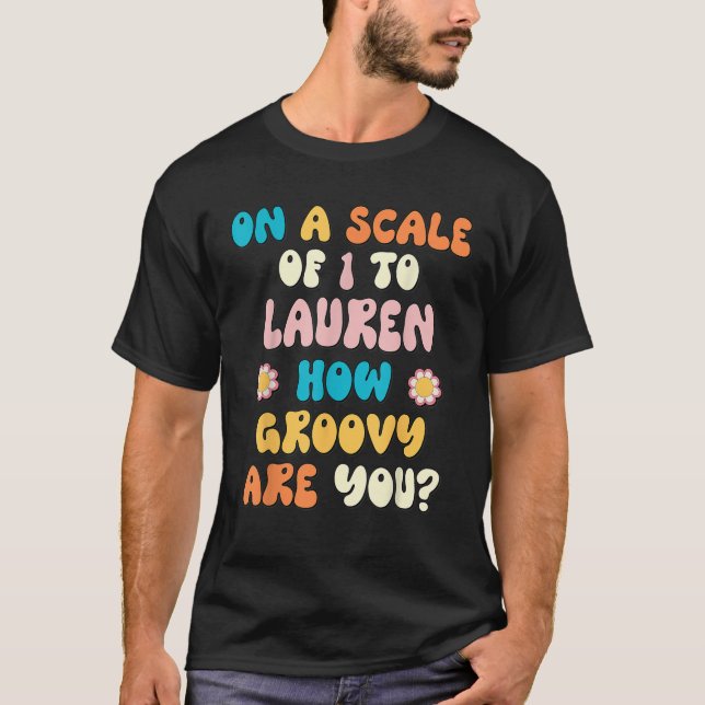 Camiseta LAUREN Cute Retro Girls Groovy LAUREN Personalized (Frente)