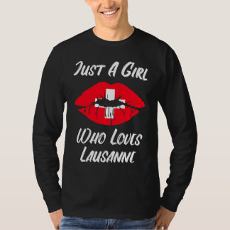 Camiseta Lausanne Lips Mouth Love Switzerland Flag