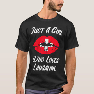 Camiseta Lausanne Lips Mouth Love Switzerland Flag