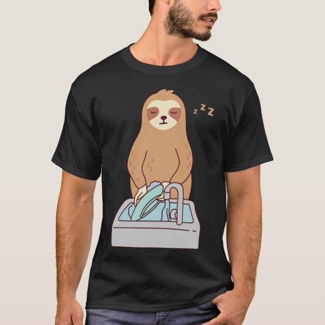 Camiseta Lava-branca, lavagem com sono, Pó-preguiçoso (Frente)