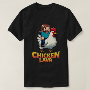 Camiseta Lava Chicken Miner Meme Gaming para Crian
