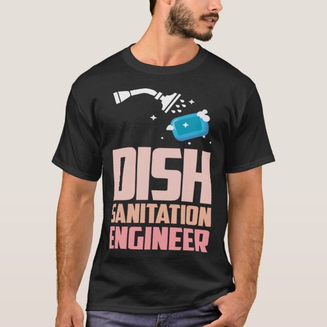 Camiseta Lava-louça com Engenheiro de Saneamento (Frente)