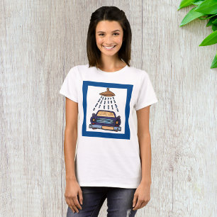 Camiseta Lavagem de Carro Azul Desenho Animado Detalhes de 