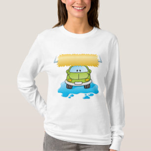 Camiseta Lavagem de Carro de Desenho Animado Verde Feliz Ca