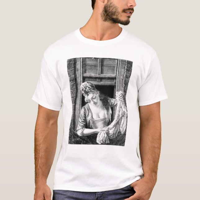 Camiseta Lavagem wringing da mulher (Frente)