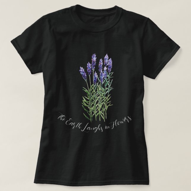 Camiseta Lavanda, a terra ri nas flores (Frente do Design)