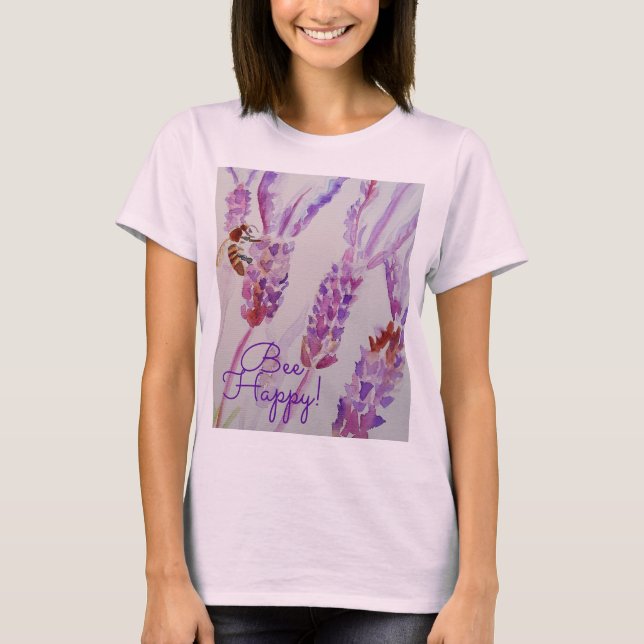 Camiseta Lavanda Bebê Feliz Flor Aquarela (Frente)