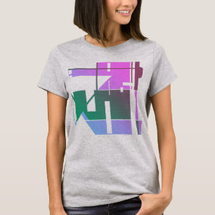 Camiseta Lavanda de Arte Geométrica Verde Rosa