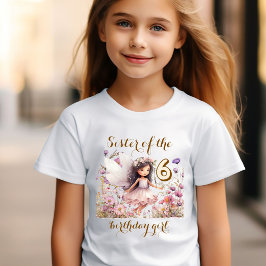 Camiseta Lavanda Fairy Wildflower irmã da aniversariante