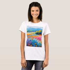 Camiseta Lavande Serenité. Provença de Paisagem Ampla