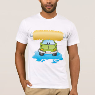 Camiseta Lavar Carro Desenho Animado Verde Feliz Carrinho