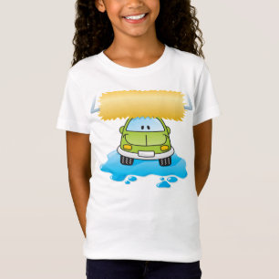 Camiseta Lavar Carro Desenho Animado Verde Feliz Carrinho