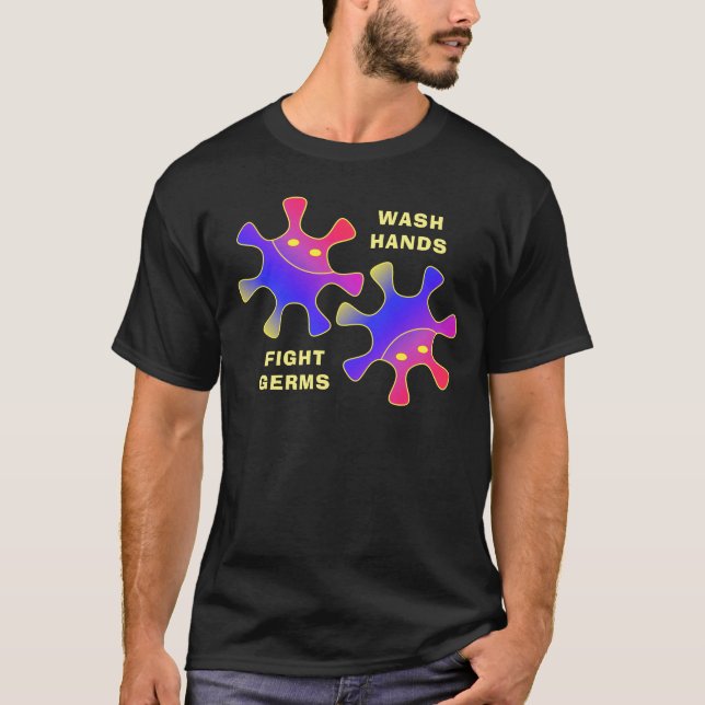 Camiseta Lave Mãos Contra Germes Engraçados Insetos Virais (Frente)