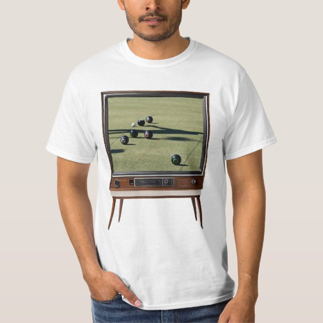 Camiseta Lawn Bowls Na Televisão Analógica, (Frente)