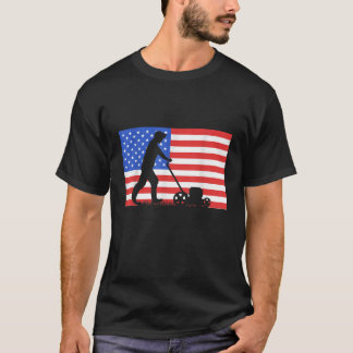 Camiseta Lawn Care Worker Landscaper America Flag Lawn