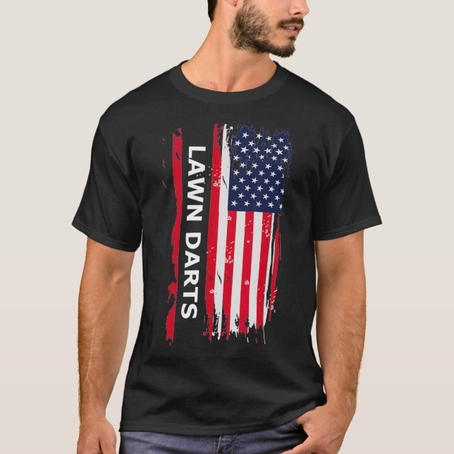 Camiseta Lawn Darts USA Flag Mens Women Gift (Frente)