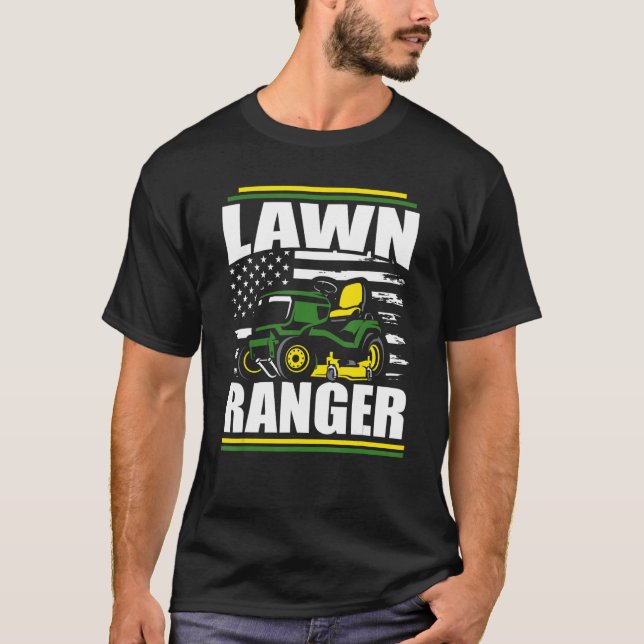 Camiseta Lawn Ranger Lawn Mower Pai Pais Americanos (Frente)