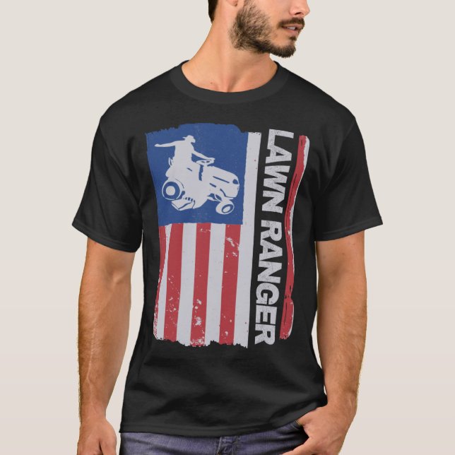 Camiseta Lawn Ranger Lawnmower American Flag Gardener USA L (Frente)