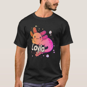 Camiseta LAYLA - Lindo nome de menina com adorável AXOLOTL