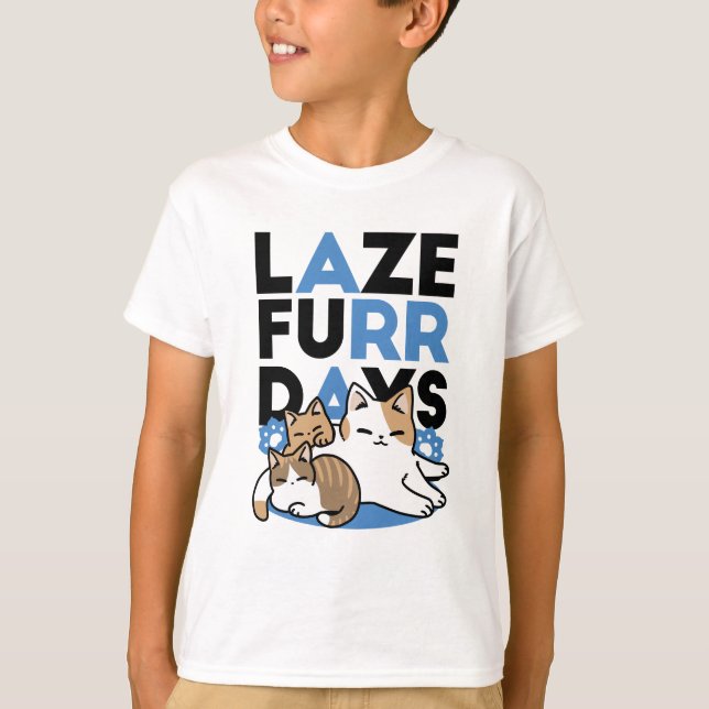 Camiseta Lazer - Design de Gatos Preguiçosos (Frente)