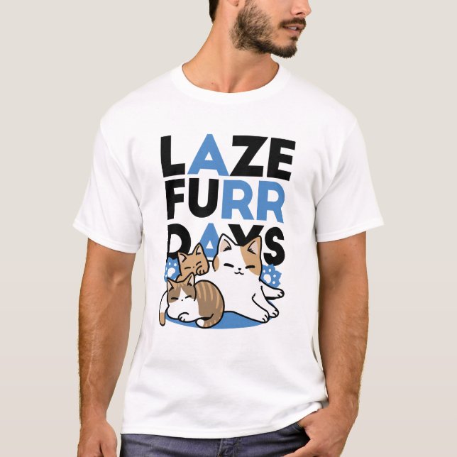 Camiseta Lazer - Design de Gatos Preguiçosos (Frente)